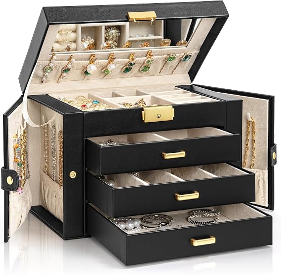 AKOZLIN 4-Tier Jewelry Box 3 Drawers Jewelry Storage Organizer Large