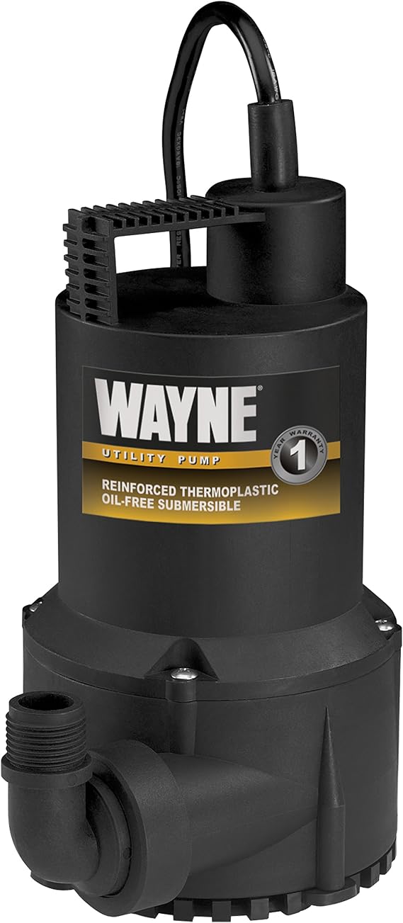 WAYNE RUP160-1/6 HP Reinforced Thermoplastic Submersible Multi-Use Pump - Up to 3,100 Gallons Per Hour - Heavy Duty Multi-Use Pump