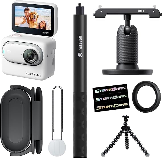 Insta360 GO 3 (128GB) Small & Lightweight Action Camera, Portable and Versatile, Hands-Free POV, Stabilization, Waterproof, with Invisible Selfie Stick and Mini Tripod