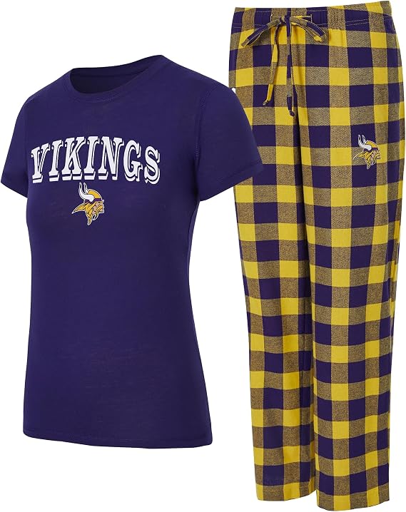 Concepts Sport Women's Purple/Gold Minnesota Vikings Avondale T-Shirt & Pants Flannel PJ Set