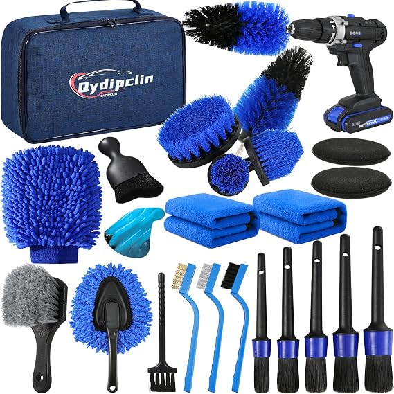 23Pcs Car Detailing Kit Detailing Brush Set Car Wash Cleaning Kit Blue