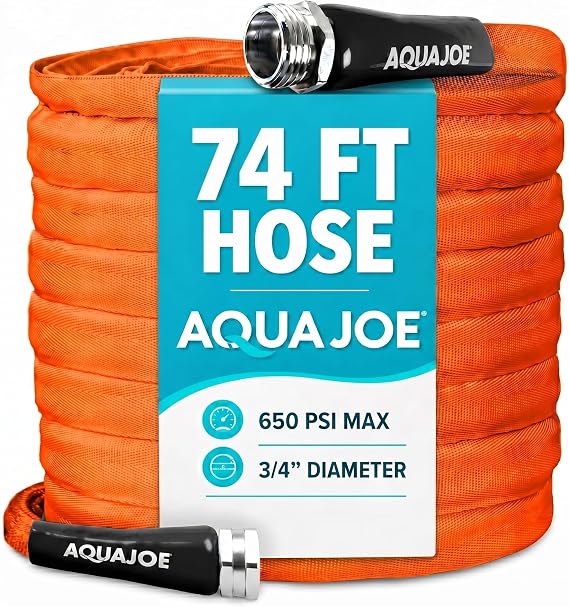 Aqua Joe FiberJacket Fabric Garden Hose, 3/4 In, 75 Ft, AJFJH75-34-CTR