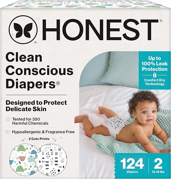 The Honest Company Daytime Diapers, Pattern Play, Size 2, 124 Count