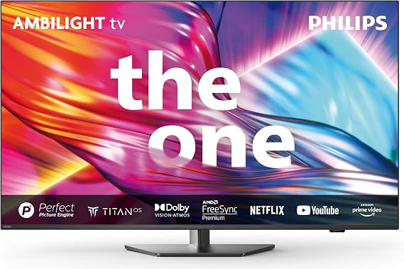 Philips Ambilight The One 50PUS8909 4K LED Smart TV - 50 Inch Display with Pixel Precise Ultra HD Titan OS, Dolby Vision, Dolby Atmos Sound, Works with Alexa and Google Voice Assistant - Black [Energy Class F]