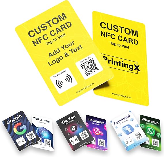 Eliphs Custom NFC Card Bundle - Personalised Business Cards with NFC Tag & QR Code for Google Reviews - NFC QR Code Card for Promote Your Business