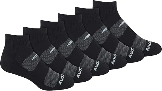 Saucony Men's Rundry Mesh Ventilating Comfort Fit Performance Quarter Socks (6, 12 Pairs)