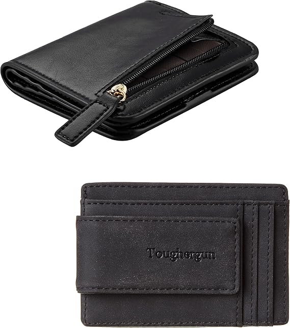 Toughergun Women's Genuine Leather Wallet& Mens Money Clip