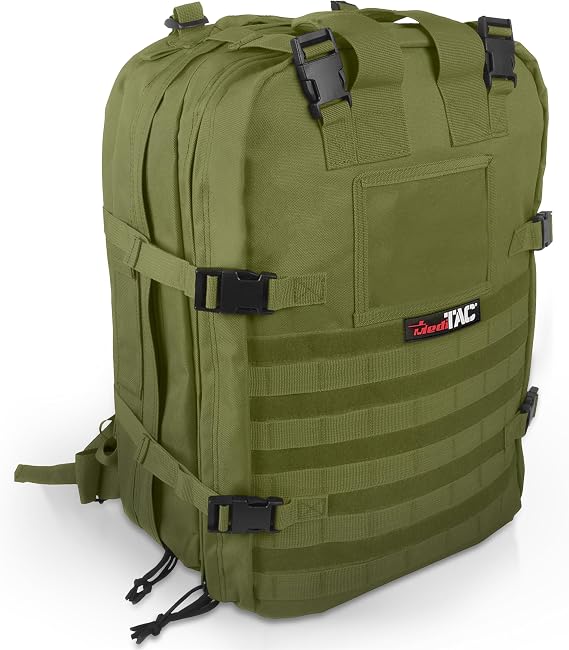 MediTac Deluxe Special Ops Tactical Field Medical Stomp Pack - Largest Backpack for all Gear & Equipment - Olive Drab