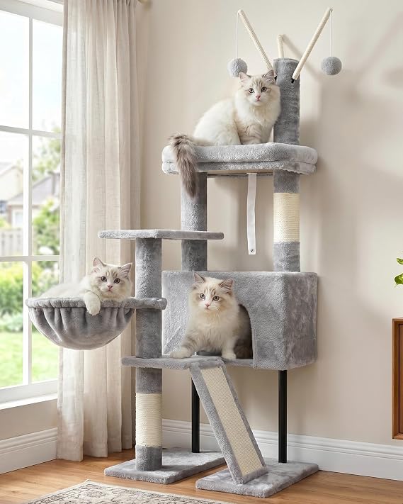 Gitelsnour Cat Tree Tower for Indoor Cats, Top Platform with Toy, GCT006SW
