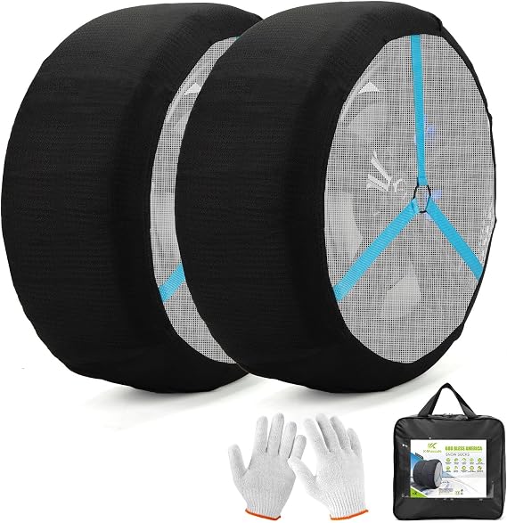 K-Musculo Snow Socks for Tires, Snow Socks Snow Chain for Car SUV Pickup Easy to Use, Ultimate Grip, Washable.100 KM Safely In The Snow(2 PACKS) KA72