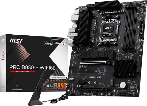 MSI PRO B850-S WIFI6E, AM5 Motherboard, DDR5 8200MHz(OC), HDMI DP, 2x M.2, USB 10Gbps, 2.5G LAN, Wi-Fi 6E, ATX