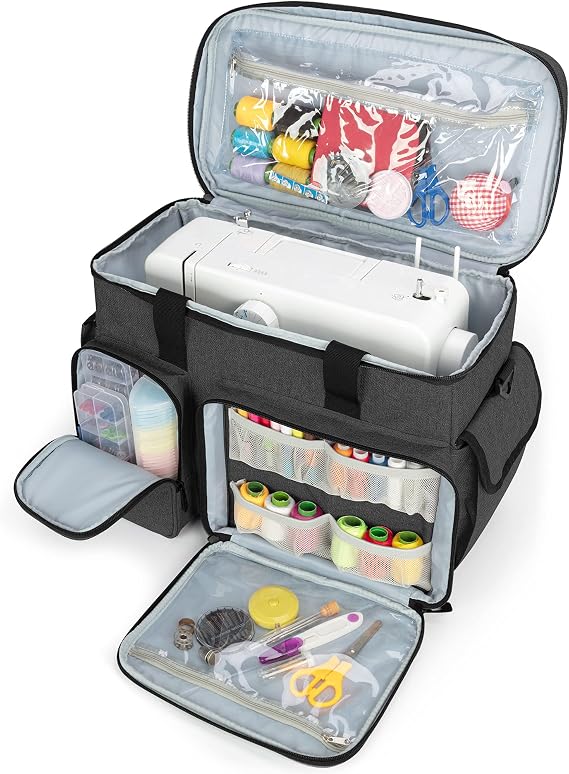 CURMIO Sewing Machines Case Compatible with Singer, Brother, Janome, Black