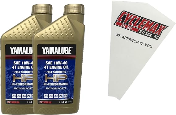 Cyclemax 2PK of Yamalube Full Synthetic HP 4T Oil for Yamaha LUB-10W40-FS-12