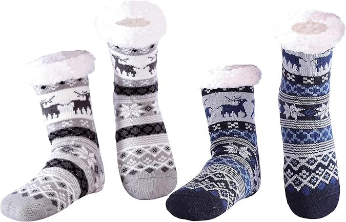 Mens Anti-Slip Thermal Slipper Socks Warm & Comfy Indoor Winter Socks for Men Cozy Gift for Dad Husband Grandpa Size US 6-10