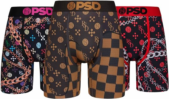 PSD Mens Underwear Luxury Graphic Print Boxer Briefs, Packs & Singles