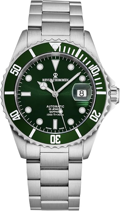 Revue Thommen Men's 17571.2129 'Diver' Green Dial Stainless Steel Swiss Automatic Watch