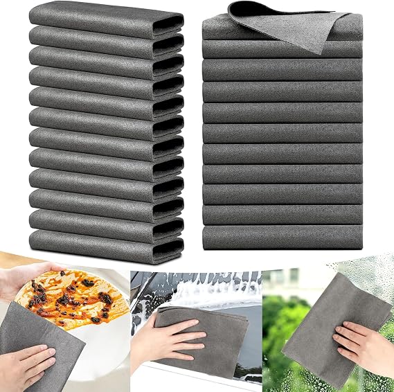 Magic Cleaning Microfibre Cloths 12 Pieces Kitchen Cloths 30 x 30 cm Reusable Microfibre Cloth Glasses for Cleaning Car Window Kitchen Glass Bathroom