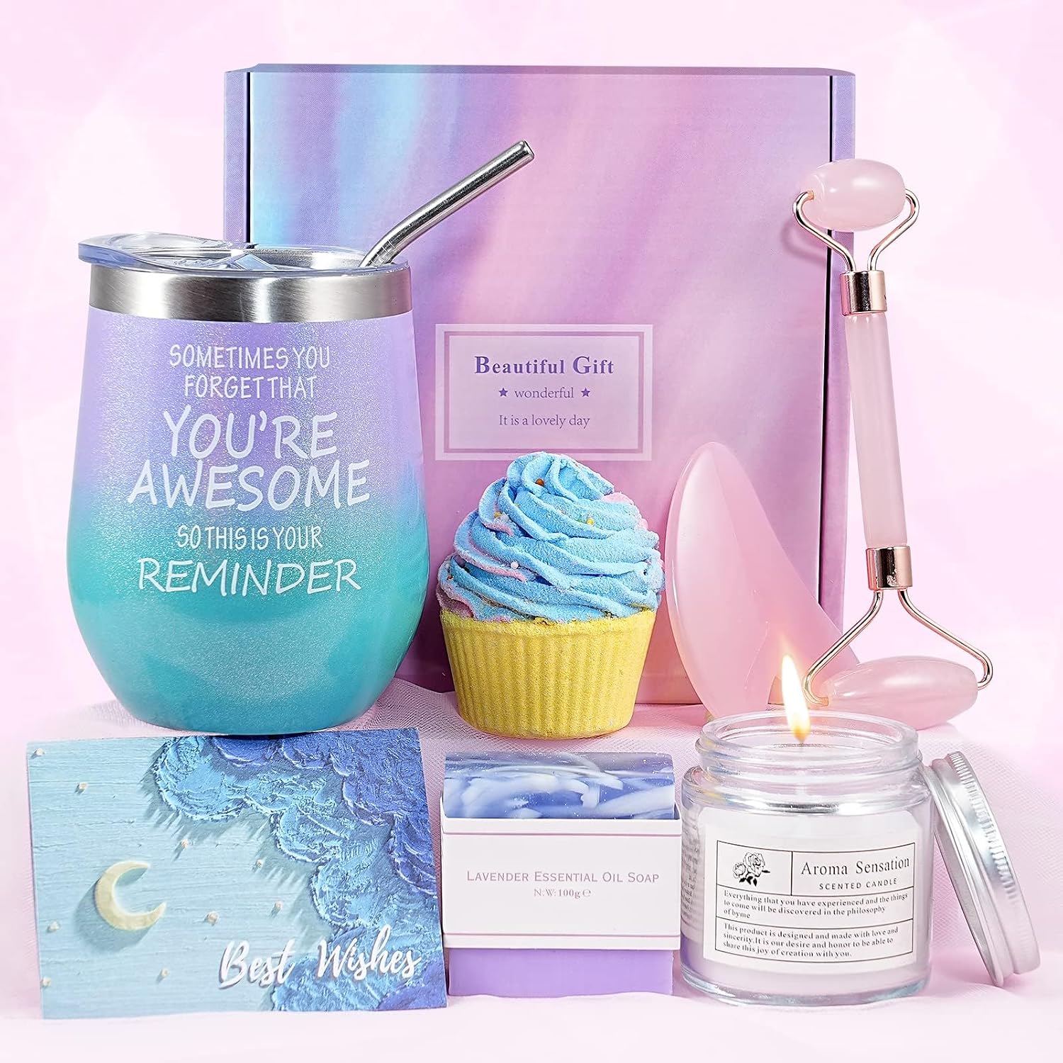 Birthday Gifts for Women, Relaxation Spa Gift Baskets, Unique Gift Ideas for Women, Christmas Gift for Mom Sister Best Friend Wife, Coworker Teacher Gifts for Women, Thank You Gifts Gradient