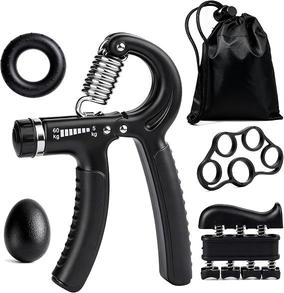 Hand Grip Strength Trainer Kit, 5 Pack Forearm Gripper Strengthener Adjustable Resistance, Hand Strengthening Devices