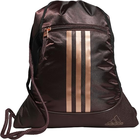 adidas Alliance Sackpack, Drawstring Backpack, Lightweight Small Gym Bag for Women and Men, Shadow Brown/Rose Gold, One Size, Alliance Sackpack – Drawstring Backpack Small Bag for Men and Women