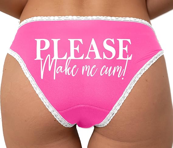 Knaughty Knickers Please Make Me Cum Begging For It Daddy Master Brat Little Adult Design Pink and White Bikini Panties