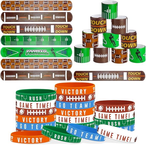 40 Pieces Football Party Favors, Silicone Wristbands and Rubber Bracelets for Game Day, Teens Birthday, Theme Party, Team Awards Presents