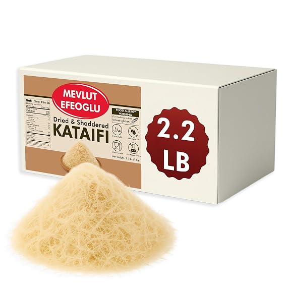 Bulk Kataifi, 2.2 Lbs (1 Kg) Kataifi Shredded Fillo Dough, Kadayif for Dubai Chocolate, Katafi Phyllo Dough, Natural Khatafi for Knafeh (2.2 lb)