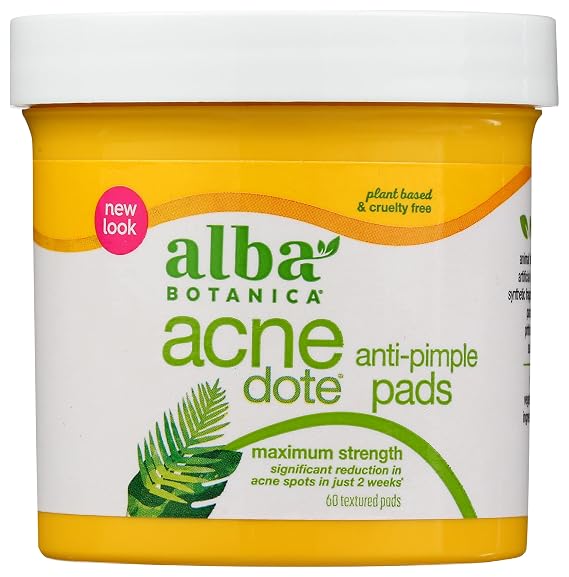 Alba Botanica AcneDote Anti-Pimple Pads, 60 Count (Packaging May Vary)