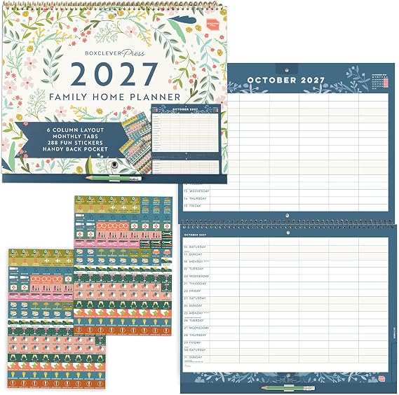 Boxclever Press Big 6 Column Family Home Planner Wall Calendar 2027