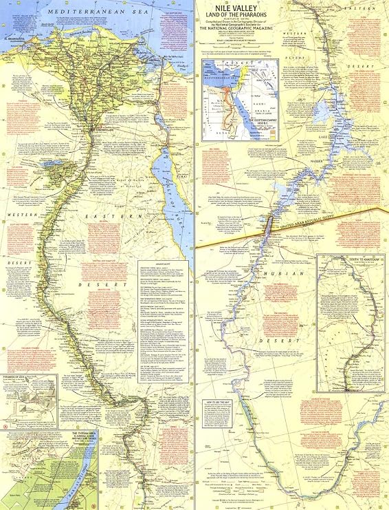 National Geographic: Nile Valley, Land of The Pharaohs 1965 - Historical Wall Map Series - 19 x 24.75 inches - Laminated