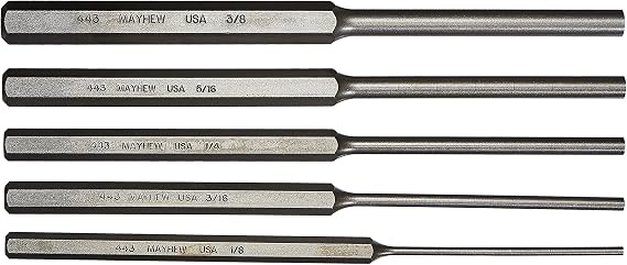 Mayhew Select 76065 446-K Long Pin Punch Kit, 5-Piece