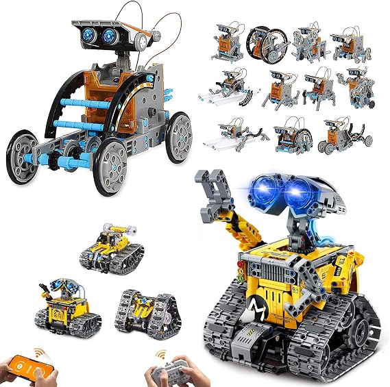 Bundle - 2 Items: Sillbird Solar Robot Toys & Robot Building Kit with Remote Control for Boys Ages 8-14, Christmas STEM Robotics Technic Toy, Birthday Creative Gifts for Kids