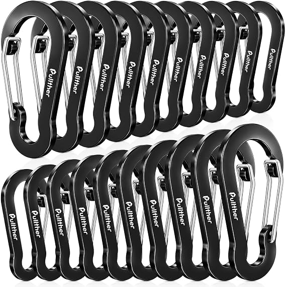 pullther 20 Pcs Carabiner Clips, 50mm/1.96'' Small Carabiner Keyring Clips