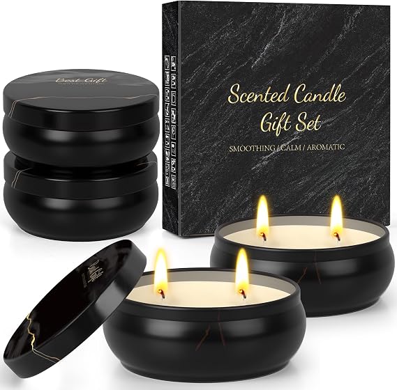 Scented Candles for Men 4 Pack Men Candles for Home Scented, 24oz Soy Candle 240 Hour Mens Candle Gift Set for Dad, Boyfriend, Husband Birthday, Valentine, Christmas, Anniversary Present