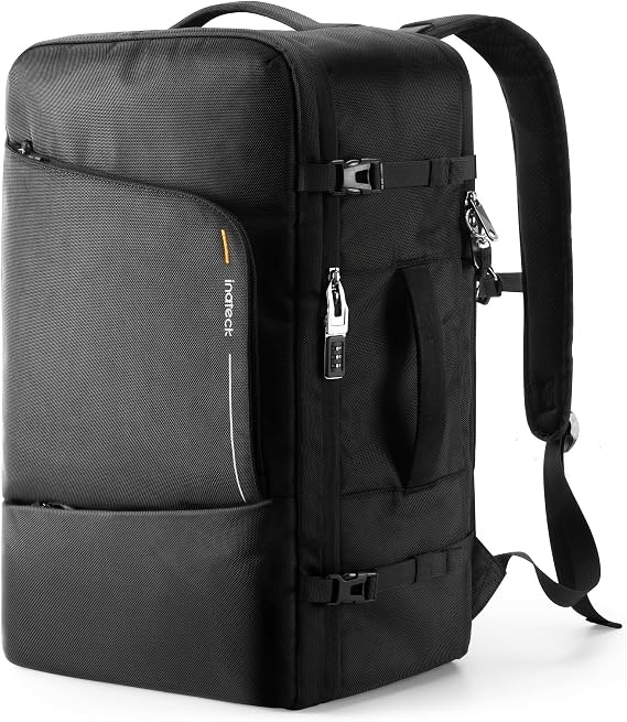 Inateck 42L Multiple Anti-theft Protections Carry on Travel Laptop Backpack, Splash-resistant Large Capacity Hand Cabin Luggage, Compatible with 17 Inch Laptop, Black