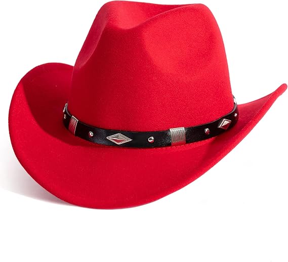 Women Men Western Cowboy Cowgirl Hat Fedora Hat with Belt