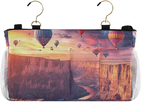 KLL Bedside Caddy Storage Organizer Desk Hanging Organizer Bag for Bed Rails Sundown Serenade Canyon and Balloon Reverie