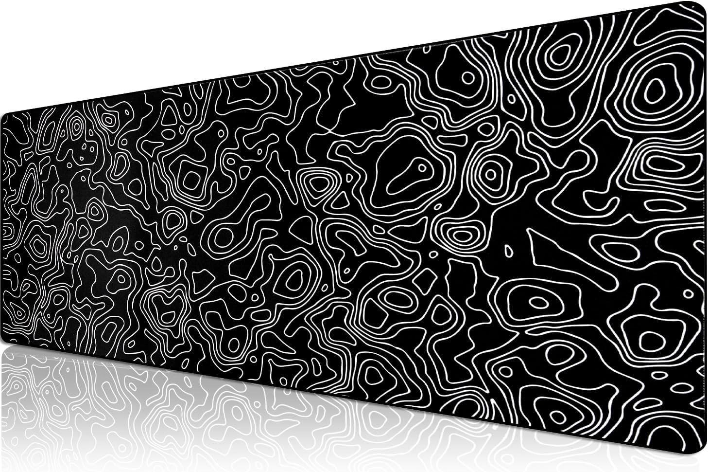 Klasse Pro - 5 Farklı Model Dikişli Kenar 100x50 cm Oyuncu Gaming Mouse Pad (Black Map Lines)