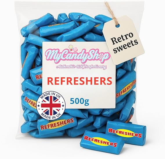 Swizzles Refreshers Sweets 500g - Mini Chew Bars with Fizzy Sherbet - Individually Wrapped Lemon Halal Sweets - Mini Refresher Bars for Sharing 500g