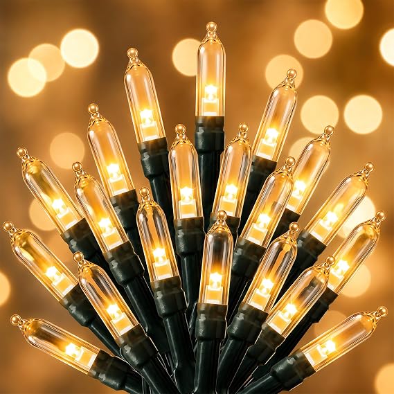 Brightown LED Christmas Mini Lights, 39Feet 100 LED Clear Bulbs String Lights with 8 Light Modes, Connectable Fairy Lights Plug in for Outdoor Xmas Trees Garland Wreath Holiday Decorations, Warm White