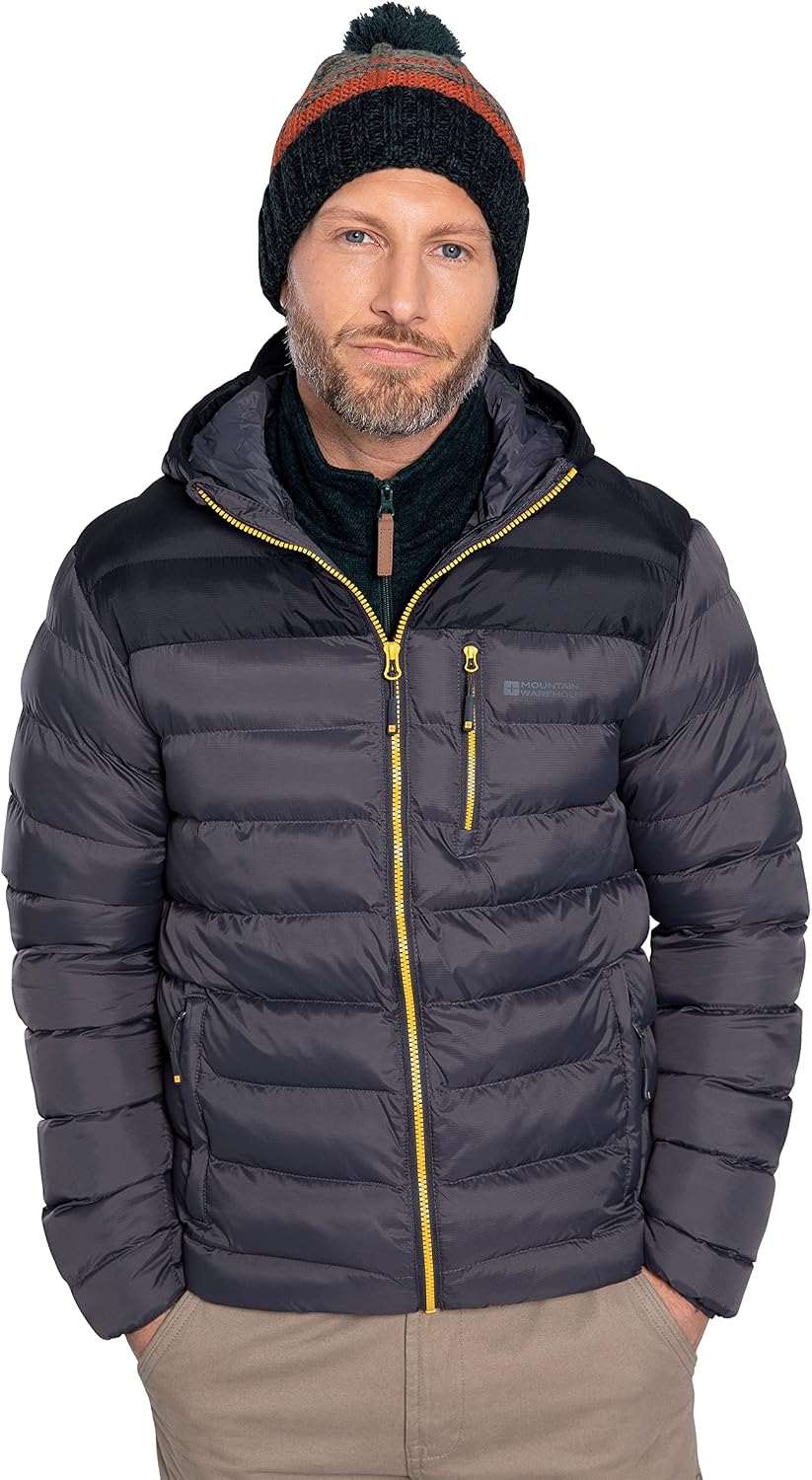 Mountain Warehouse Link Mens Padded Jacket - Showerproof, Lightweight & Warm Puffer Coat with Lots Of Pocket - Ideal For Cold & Wet Weather