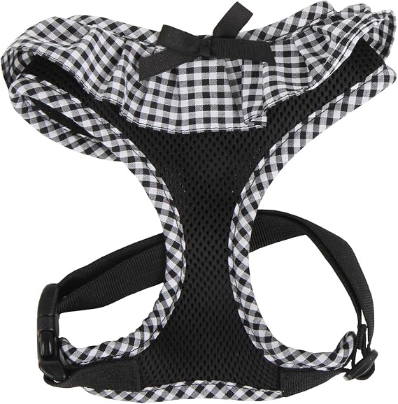 Puppia Vivien Dog Harness Over-the-Head All Season Cute No Pull No Choke Walking Training Adjustable for Small Dog, Black, X-Small