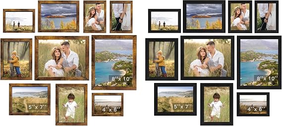 Gallery Wall Frame Set, Picture Frames Collage Wall Decor 10 Pcs, Picture Frame Set for Wall Mounting or Tabletop Display, Multi Sizes Including 8x10, 5x7, 4x6 Family Photo Frames