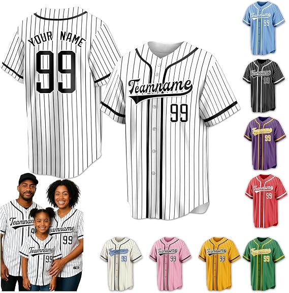 Custom Baseball Jersey for Men Women Youth Personalized Pinstripe Baseball Shirts Stitched Name Number Logo