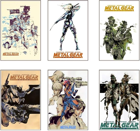 Ouroboros Art & Design - MGS - Metal Gear Solid Posters Gaming Room Decor - Solid Snake - Liquid Snake - Meryl Silverburgh - 6 Pieces - 8x12'' Inch - Unframed, Large