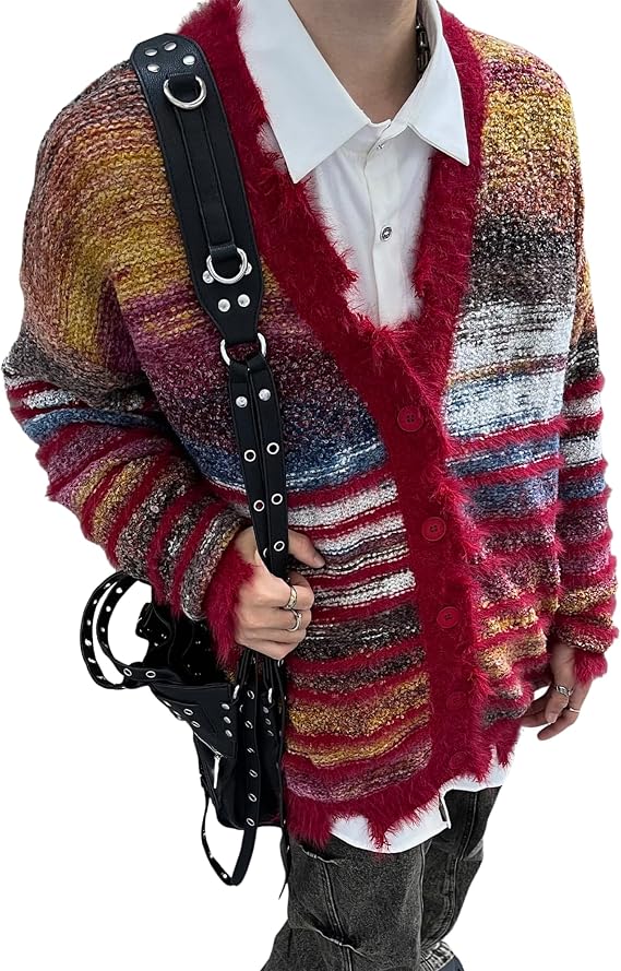 Vamtac Oversized Cardigans Casual Pinstripe Fall Cardigans 2026 Soft Knit Sweaters Y2k Trendy