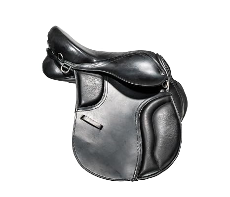 Leather Treeless Pony Saddle Soft Flexible All Purpose Riding Saddle for Maximum Comfort and Horse Freedom Black 14 Inch Seat
