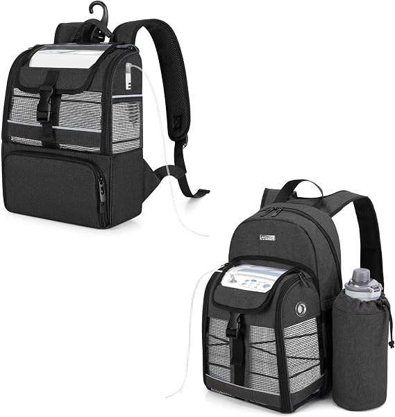 CURMIO Portable Oxygen Concentrator Backpack, POC Travel Bag with Breathable Mesh Panels, Bottom Pocket for Charger, Cannula and Battery