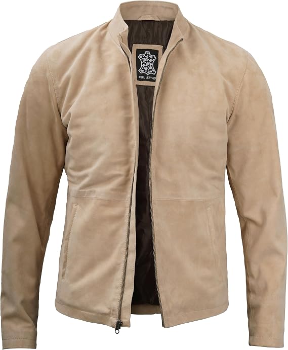 Blingsoul Brown Suede Jacket Men - Real Lambskin Leather Jacket for Men