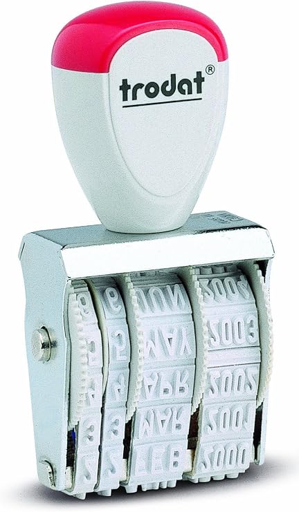 Trodat Large Rectangular Date Stamp, 3/16" x 1 3/16", MMM DD YYYY, 10 Year Band, Rubber
